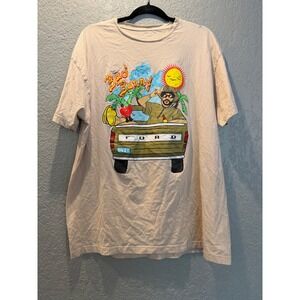 Bad Bunny Graphic T Shirt Beige Mens XL Ford Truck Summer Vibe